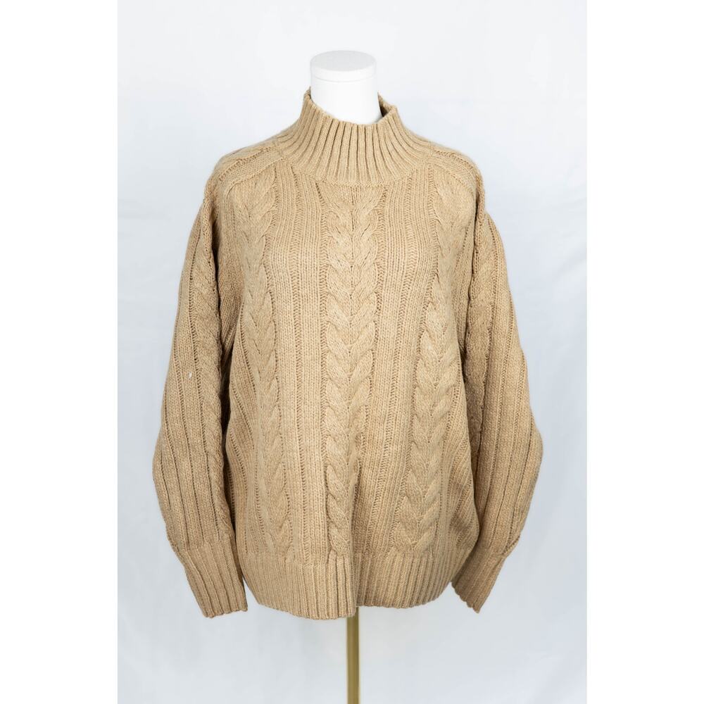 Ann Taylor Size XL Sweater Pullover Cable Knit Tan NWT